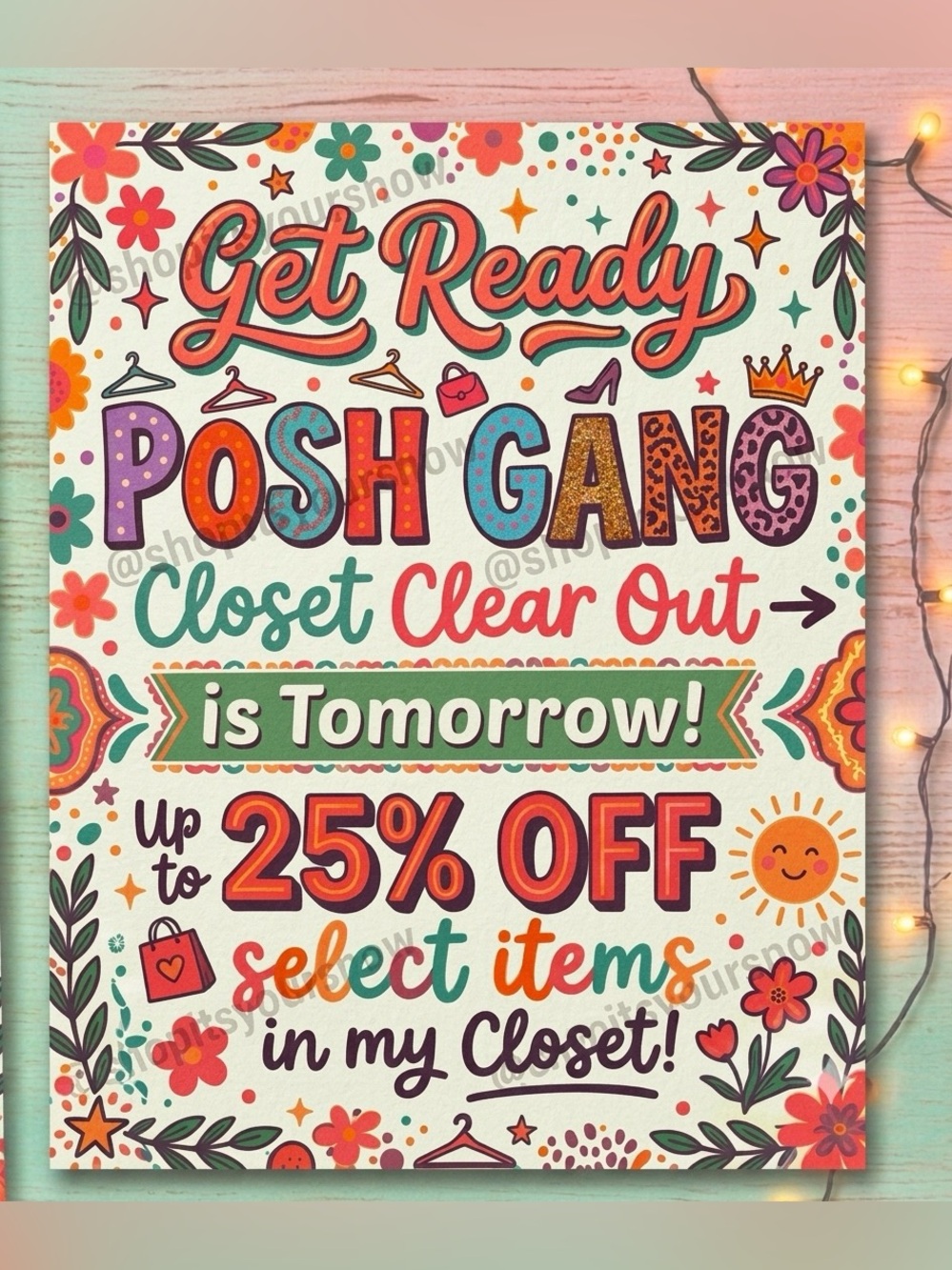 ⭐️CLOSET CLEAR OUT Friday  + Sunday! ♻️💕posh gang  shop info:
